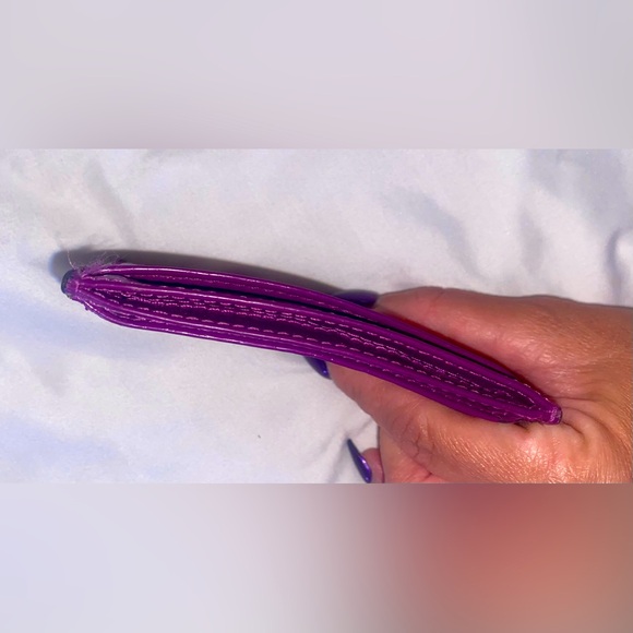 Coach Signature C Purple Patent Leather Credit Card Holder - Picture 9 of 10